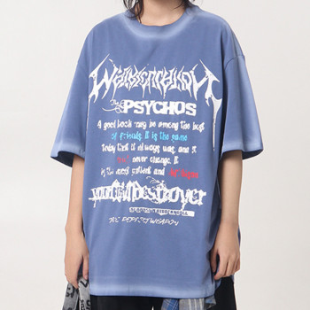 Custom Vintage Street Gothic Letter Print T-Shirts | Acid Washed & Spray & Screen Printing