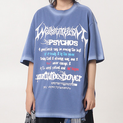 Custom Vintage Street Gothic Letter Print T-Shirts | Acid Washed & Spray & Screen Printing