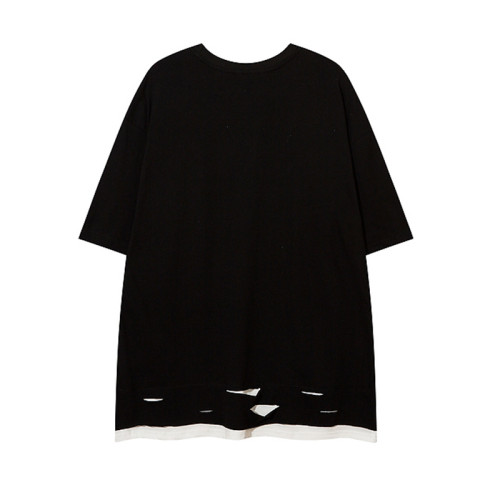 Custom Dark Street Style Rhinestone Fake Two Piece T-Shirt | Oversized Fit T-shirts | 100% Cotton