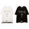 Custom Dark Street Style Rhinestone Fake Two Piece T-Shirt | Oversized Fit T-shirts | 100% Cotton