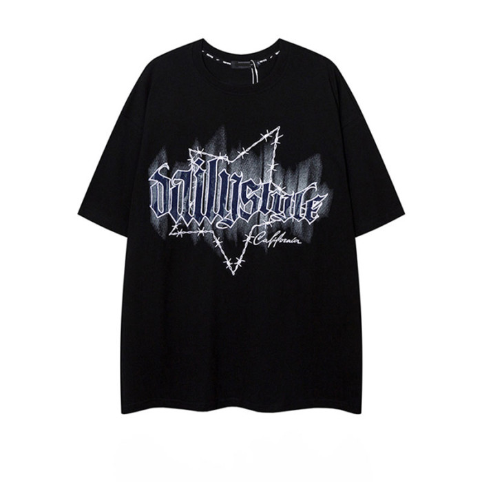 Custom Dark Street Oversized Short Sleeve T-Shirt | Appliquéd & Embroidered | 100% Cotton Fabric