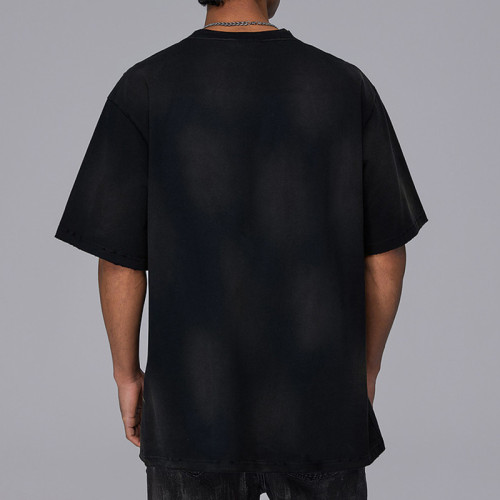 Custom Vintage Rhinestone Washed Oversized Short Sleeve T-Shirt | Washed & Spray & Rhinestone