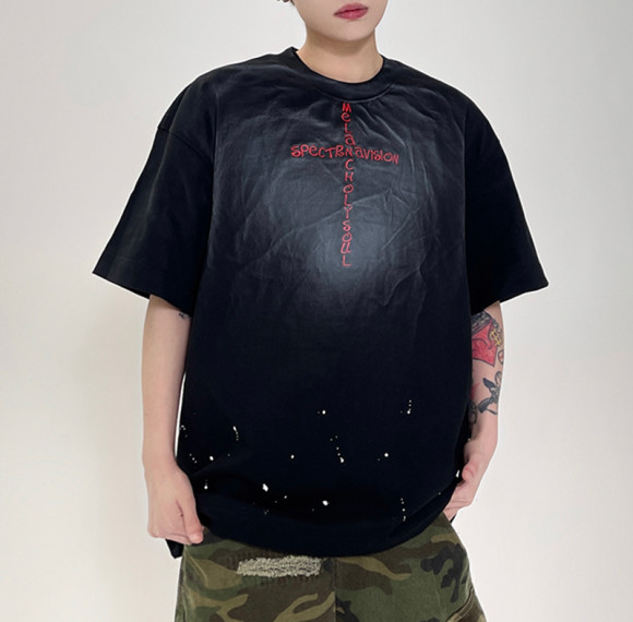 Custom Letter Embroidered Oversized Short Sleeve T-Shirt | Tie-Dye + Embroidery | 300G Combed Cotton