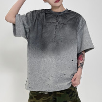 Custom Letter Embroidered Oversized Short Sleeve T-Shirt | Tie-Dye + Embroidery | 300G Combed Cotton