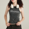Custom Vintage Washed Skinny Sleeveless Women's Tank Top | Washed & Rhinestone | 315GSM Washed Fabric