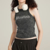 Custom Vintage Washed Skinny Sleeveless Women's Tank Top | Washed & Rhinestone | 315GSM Washed Fabric