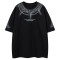 Custom Gothic Embroidered Printed Oversized Short Sleeve T-Shirt | Washed & Spray | Suede Fabric
