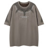 Custom Gothic Embroidered Printed Oversized Short Sleeve T-Shirt | Washed & Spray | Suede Fabric