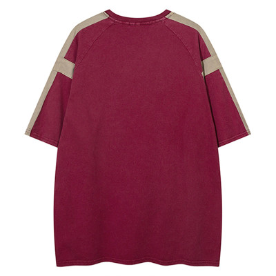 Custom High Street Vintage Patchwork Short Sleeve T-Shirt | Washed & Screen Printing | OEM & ODM