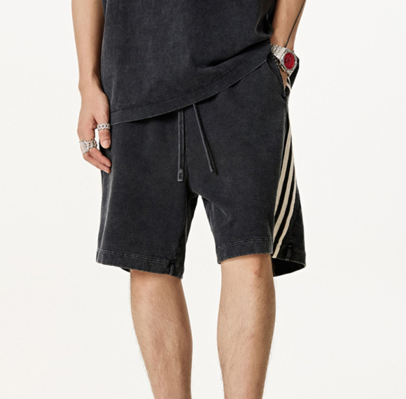 Custom Vintage Sport Washed Casual Knee Length Shorts | Snow Washed & Patchwork | 100% Cotton Shorts