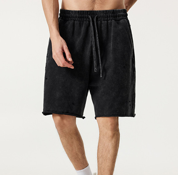 Custom Vintage High Street Washed Batik Knee Length Shorts | Batik & Ripped | 100% Cotton Shorts