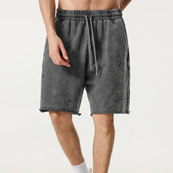 Custom Vintage High Street Washed Batik Knee Length Shorts | Batik & Ripped | 100% Cotton Shorts