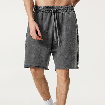 Custom Vintage High Street Washed Batik Knee Length Shorts | Batik & Ripped | 100% Cotton Shorts