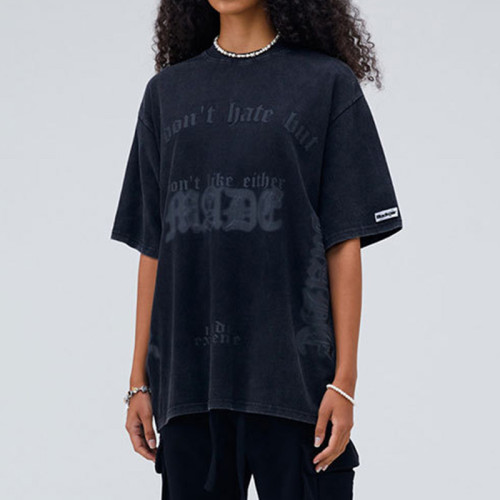 Custom Vintage High Street Gothic Print Oversized T-Shirt | Washed & Puff Printing | OEM & ODM