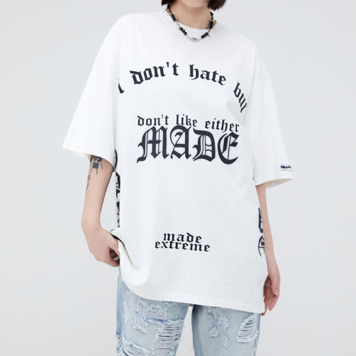Custom Vintage High Street Gothic Print Oversized T-Shirt | Washed & Puff Printing | OEM & ODM