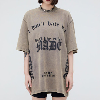 Custom Vintage High Street Gothic Print Oversized T-Shirt | Washed & Puff Printing | OEM & ODM