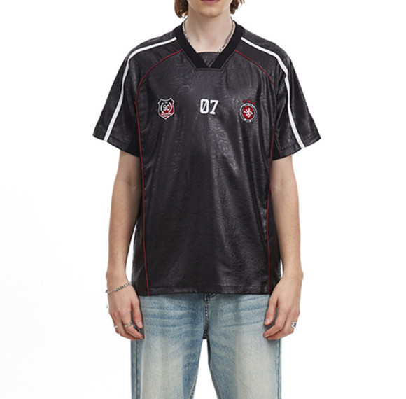 Custom Vintage Sports Style Jersey Short Sleeve T-Shirt | Embroidery & Patchwork | OEM & ODM