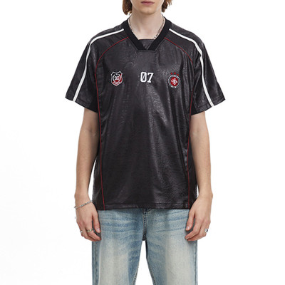 Custom Vintage Sports Style Jersey Short Sleeve T-Shirt | Embroidery & Patchwork | OEM & ODM