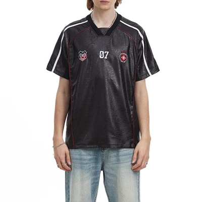 Custom Vintage Sports Style Jersey Short Sleeve T-Shirt | Embroidery & Patchwork | OEM & ODM