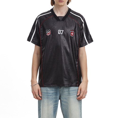 Custom Vintage Sports Style Jersey Short Sleeve T-Shirt | Embroidery & Patchwork | OEM & ODM