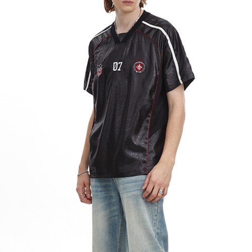 Custom Vintage Sports Style Jersey Short Sleeve T-Shirt | Embroidery & Patchwork | OEM & ODM