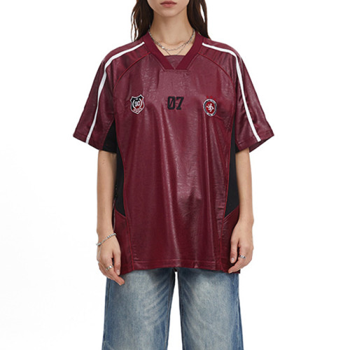 Custom Vintage Sports Style Jersey Short Sleeve T-Shirt | Embroidery & Patchwork | OEM & ODM