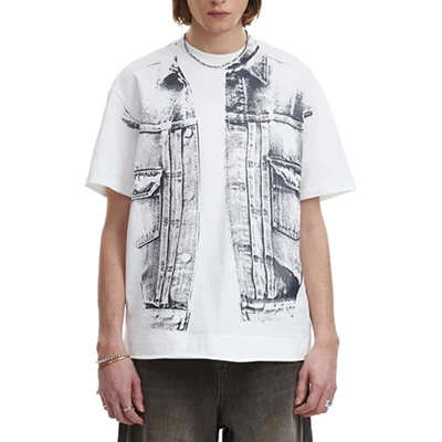 Custom Retro Graffiti Style Fake Two Piece Short Sleeve T-Shirt | DTG Printing | OEM & ODM