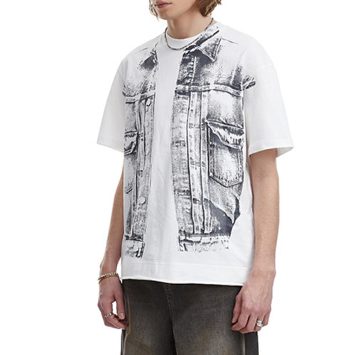 Custom Retro Graffiti Style Fake Two Piece Short Sleeve T-Shirt | DTG Printing | OEM & ODM