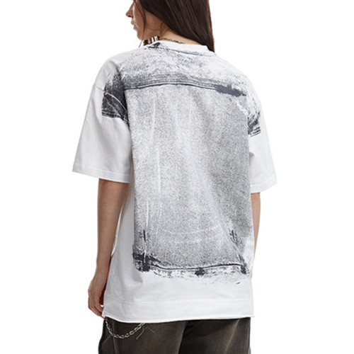 Custom Retro Graffiti Style Fake Two Piece Short Sleeve T-Shirt | DTG Printing | OEM & ODM