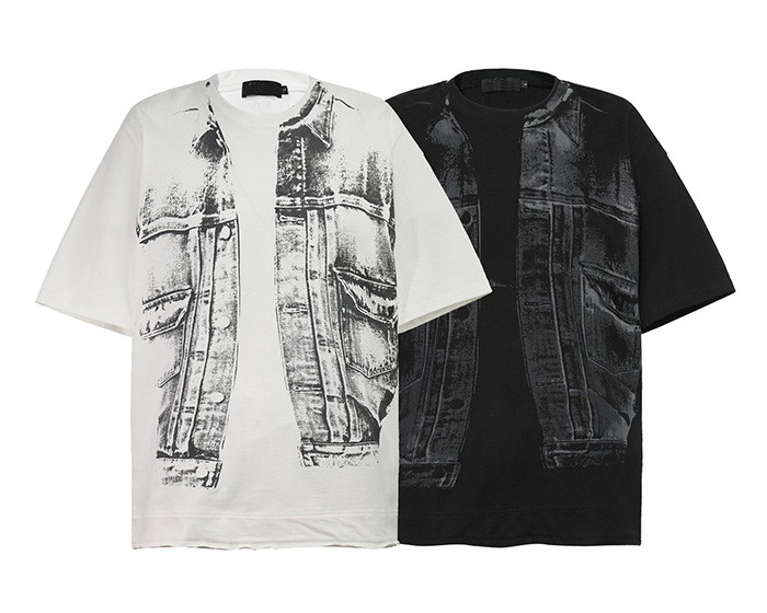 Custom Retro Graffiti Style Fake Two Piece Short Sleeve T-Shirt