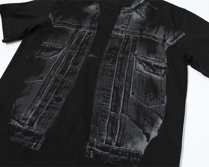 Custom Retro Graffiti Style Fake Two Piece Short Sleeve T-Shirt