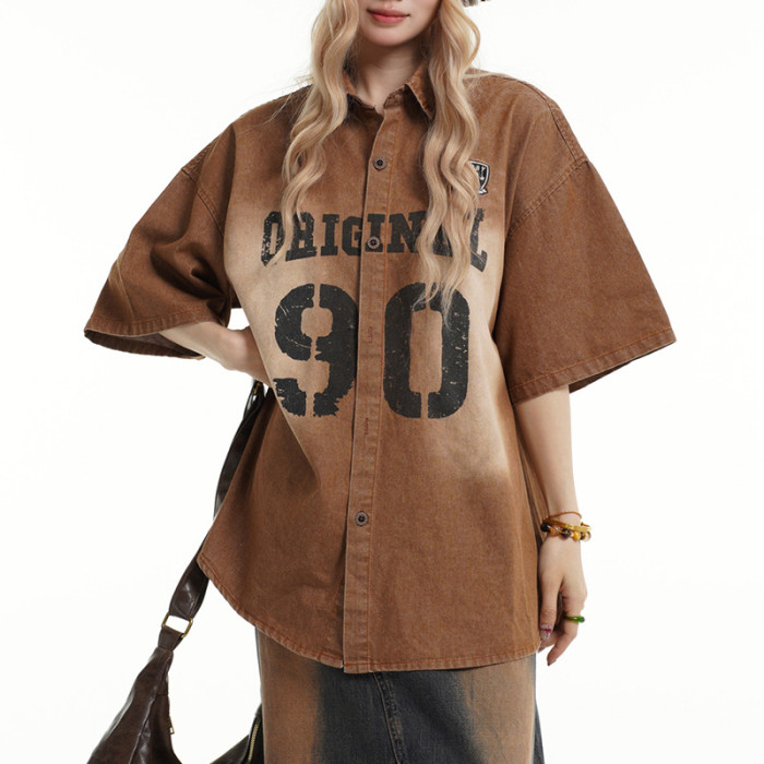 Custom Vintage Street Style Washed Denim Shirt | Button Down Shirt | Support OEM & ODM Customization