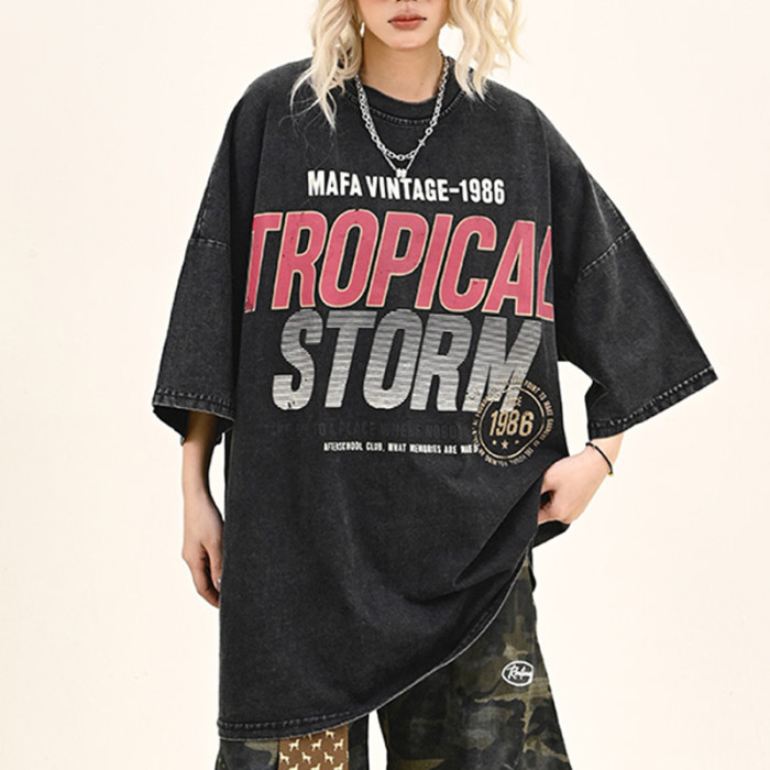 Custom Vintage Street Heavy Washed Oversized T-Shirt | Washed & DTG | Support OEM&ODM Customized