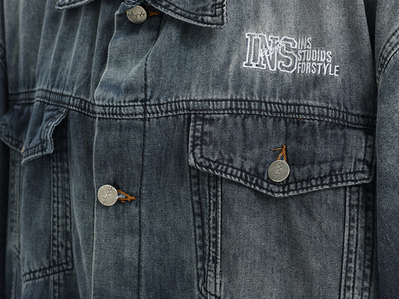Custom Vintage Street Gradient Denim Short Sleeve Shirt