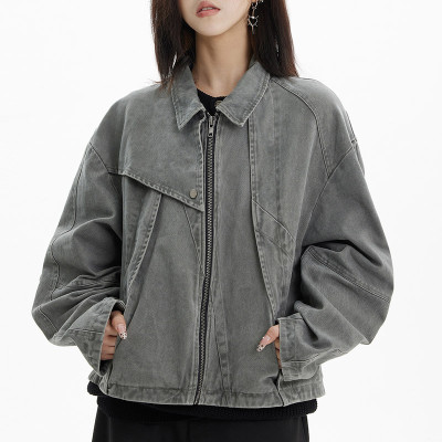 Custom Vintage Street Women's Cropped Denim Jacket | Washed & Patchwork | OEM Jacket Manufacturer