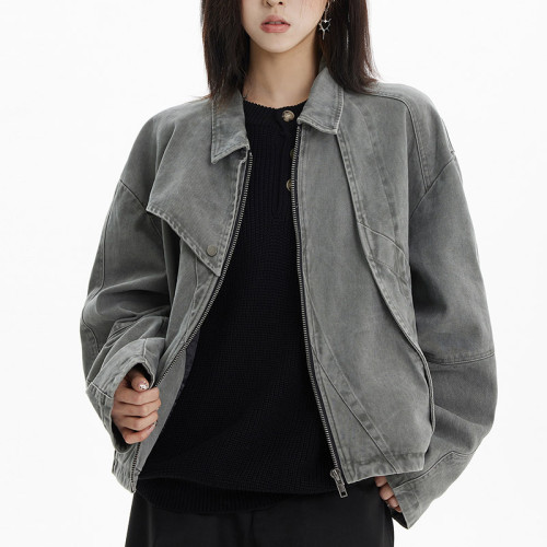 Custom Vintage Street Women's Cropped Denim Jacket | Washed & Patchwork | OEM Jacket Manufacturer