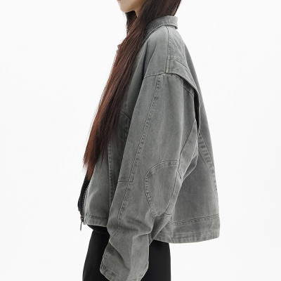 Custom Vintage Street Women Cropped Denim Jacket | Washed & Patchwork | OEM Jacket Manufacturer