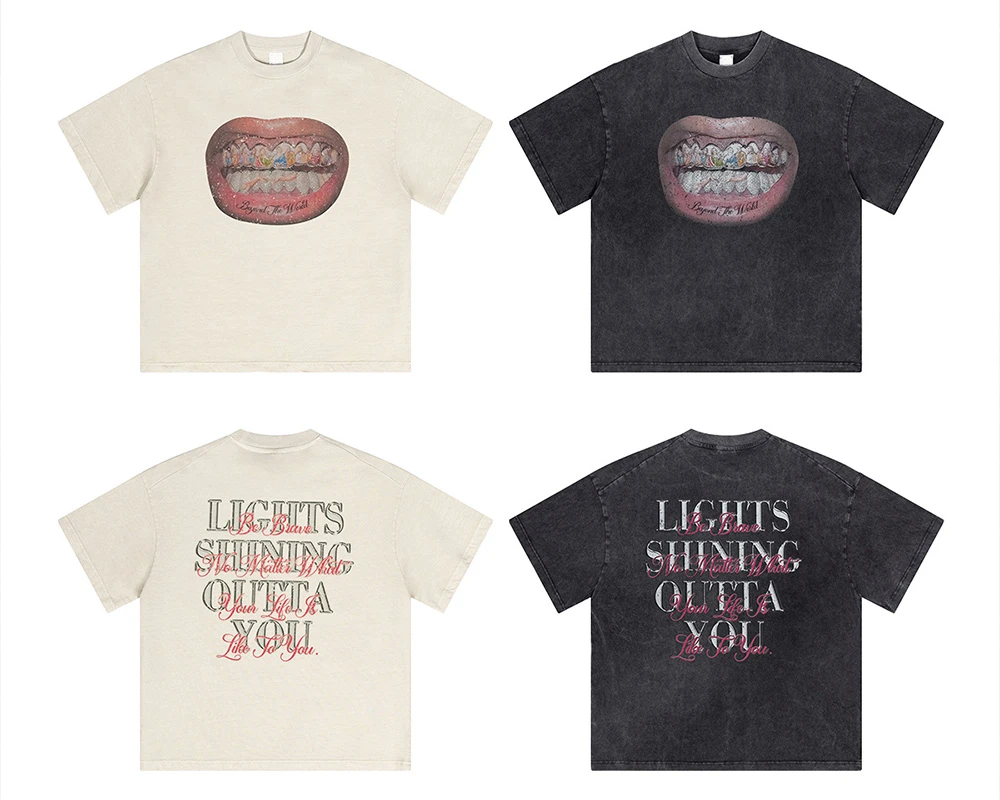 Custom Vintage Street Creative Print Oversized Short Sleeve T-Shirt
