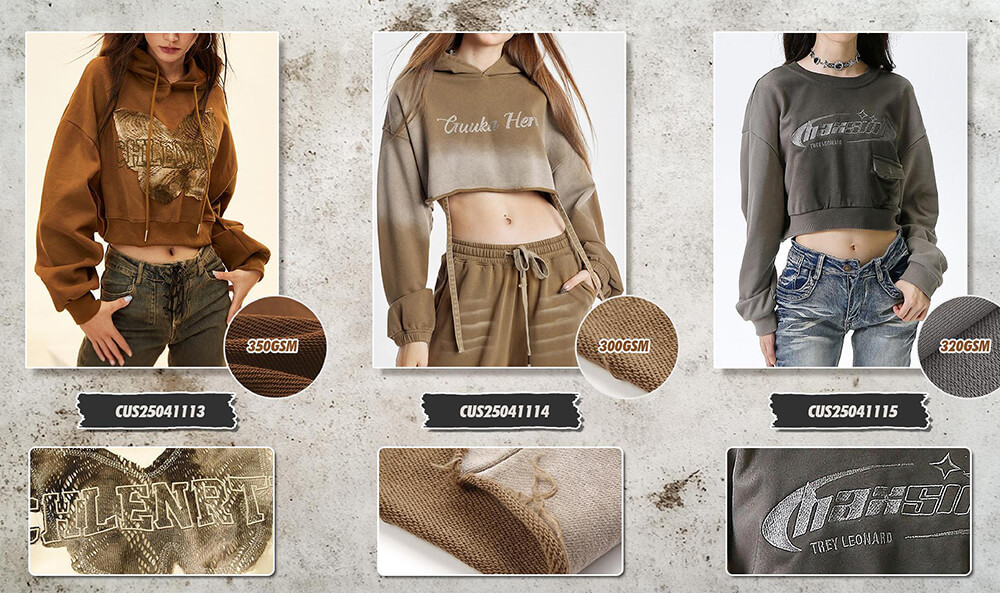 Custom Vintage Cropped Hoodies Women