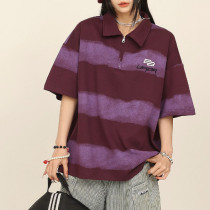 2025 Custom Vintage Street T-Shirts | Sun Dried & Embroidery Process | Striped Polo T-Shirt Design