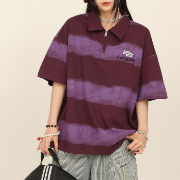 2025 Custom Vintage Street T-Shirts | Sun Dried & Embroidery Process | Striped Polo T-Shirt Design