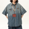 Custom Vintage Striped Denim Shirts | Washed & Embroidery Process | High Street Gradient Design