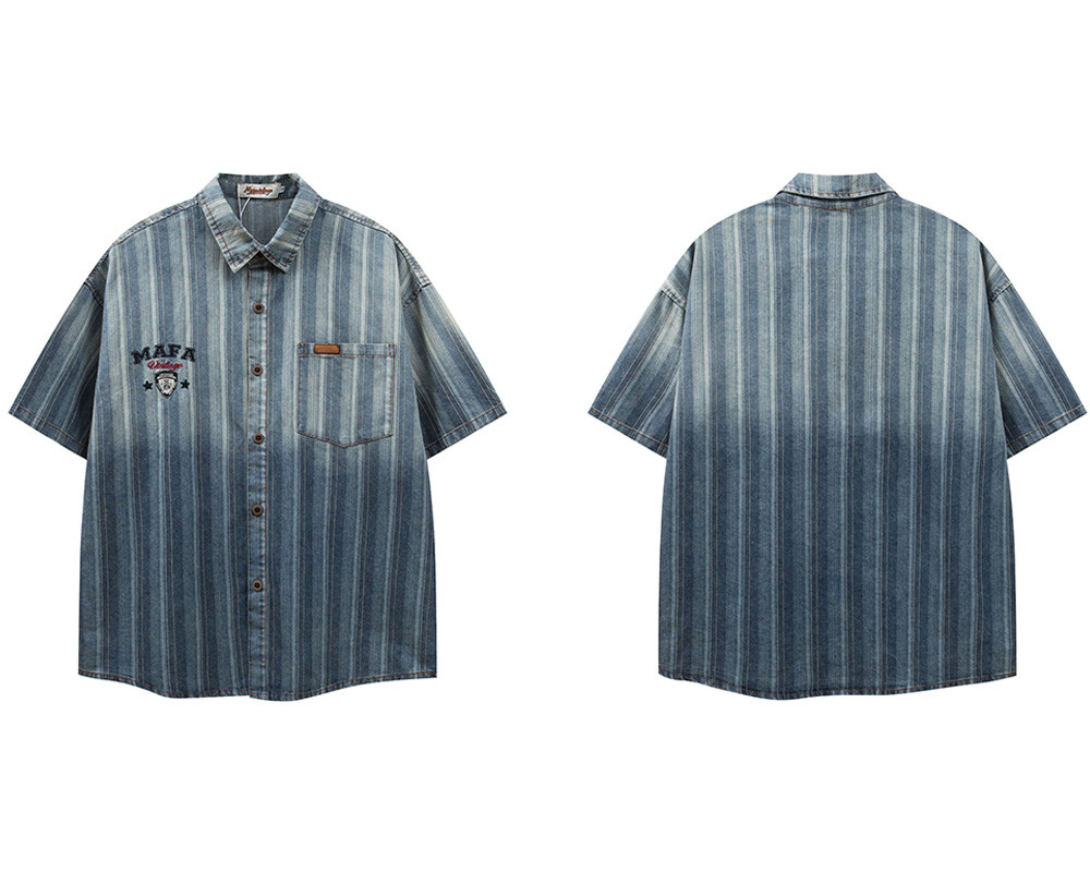 Custom Vintage Striped Denim Shirts