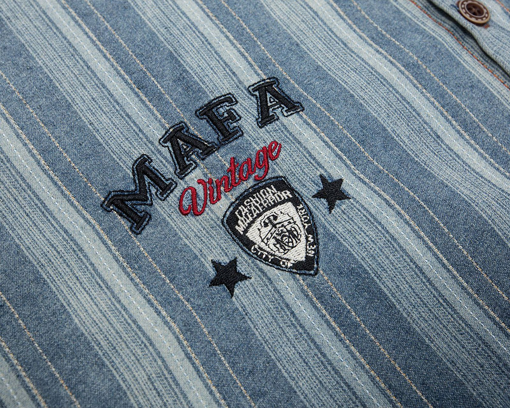 Custom Vintage Striped Denim Shirts