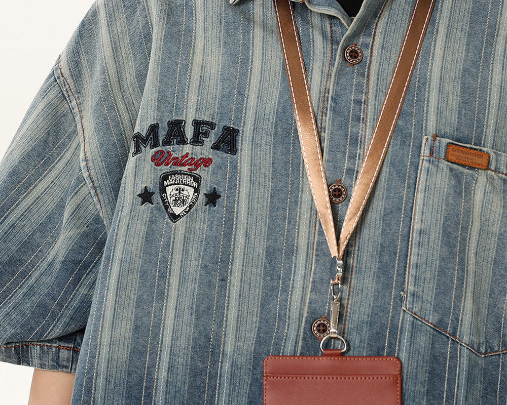 Custom Vintage Striped Denim Shirts