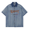 Custom Vintage Washed Denim Shirts | Washed & Embroidery Process | Embroidered Colorblocking Design