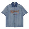 Custom Vintage Washed Denim Shirts | Washed & Embroidery Process | Embroidered Colorblocking Design