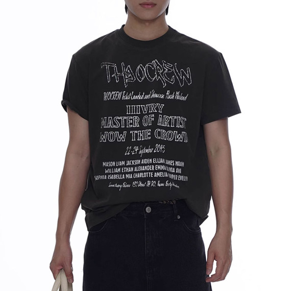 Custom Vintage Street Letter Printed Short Sleeve T-shirts | Washed & Embroidery | Sorona Cotton T-Shirts