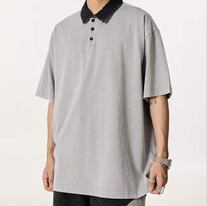 Customized Vintage Street Heavyweight Cotton T-Shirt | Washed & Aged | Oversized Fit Polo Shirt