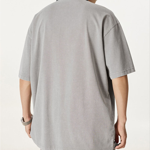 Customized Vintage Street Heavyweight Cotton T-Shirt | Washed & Aged | Oversized Fit Polo Shirt